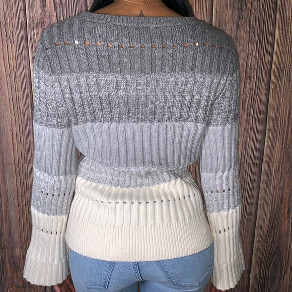 Vince Camuto Ombré Stripe Pointelle Sweater - Picture 3 of 4